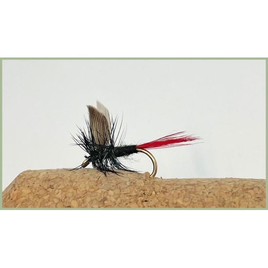 red tag fly soldier palmer blac kgnat dry flies Troutflies UK